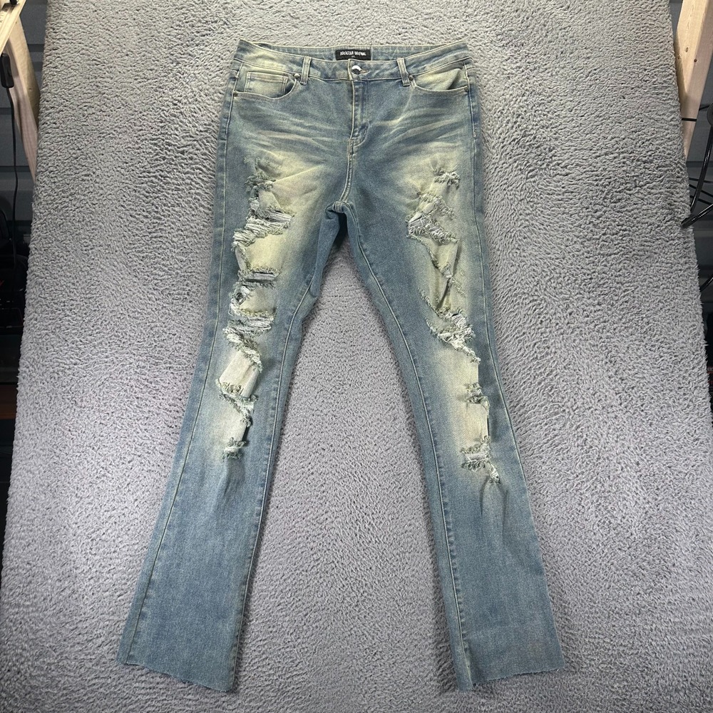 Rockstar Original Jeans Women 34x36 XXL Teyja Distressed Super Stacked Stretch